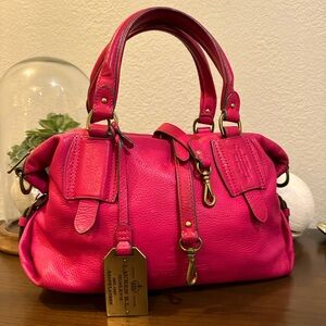 Ralph Lauren Magenta/Dark Pink Leather Satchel/Shoulder Bag